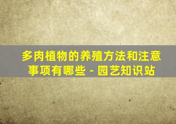 多肉植物的养殖方法和注意事项有哪些 - 园艺知识站